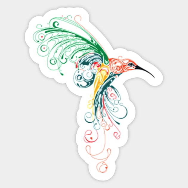 Abstract, Colorful Hummingbird Sticker by DezinerFiles